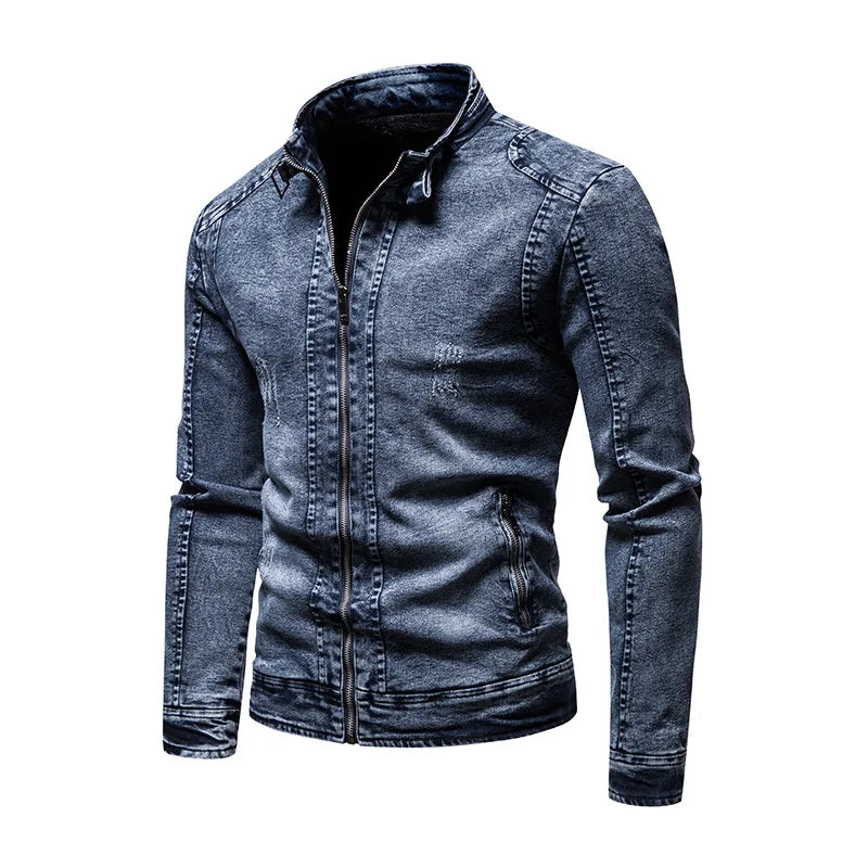  Jaqueta jeans masculina Pagliacci PG284 em algodão premium, com zíper frontal, visual moderno e ideal para frio com estilo casual refinado.