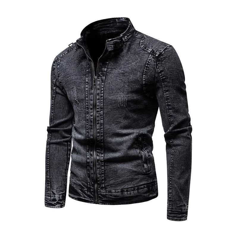  Jaqueta jeans masculina Pagliacci PG284 em algodão premium, com zíper frontal, visual moderno e ideal para frio com estilo casual refinado.