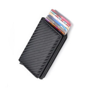 Carteira Masculina Pop Up Pagliacci, compacta e de design minimalista, com capacidade para até 7 cartões, feita em couro sintético e alumínio.

